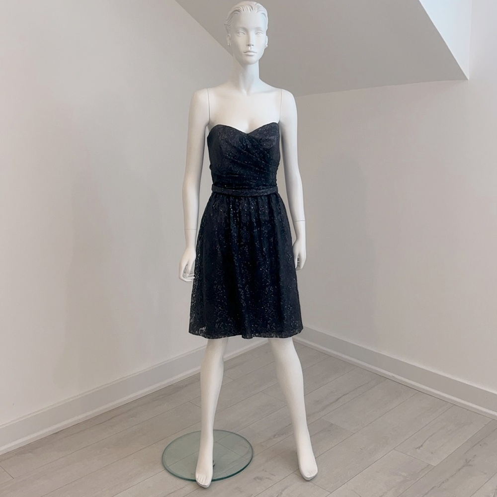 NWT SAMPLE SALE Dessy 2865 size 10 Charcoal Gray Rococo Lace Pristine